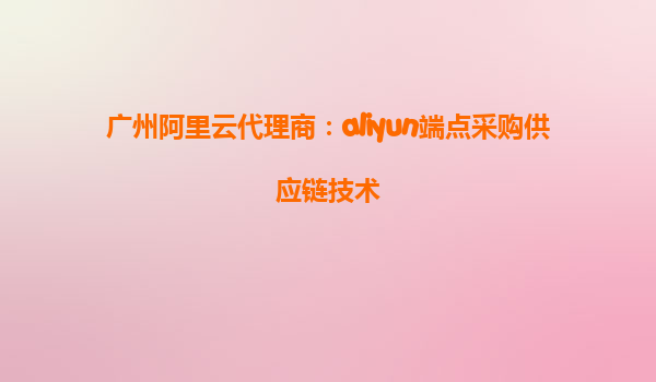 广州阿里云代理商：aliyun端点采购供应链技术