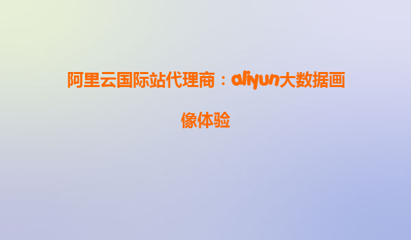 阿里云国际站代理商：aliyun大数据画像体验
