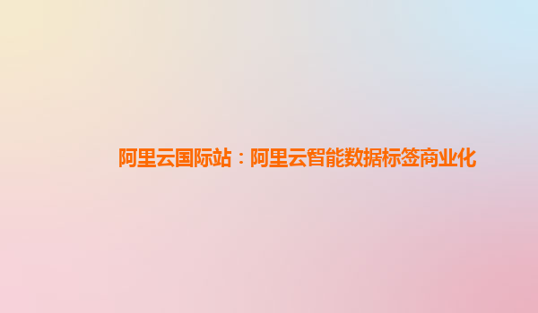阿里云国际站：阿里云智能数据标签商业化