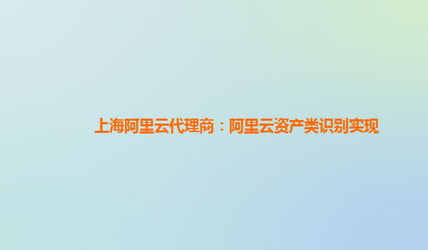 上海阿里云代理商：阿里云资产类识别实现