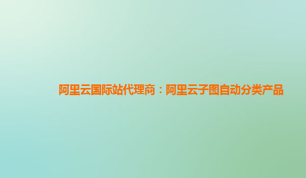 阿里云国际站代理商：阿里云子图自动分类产品