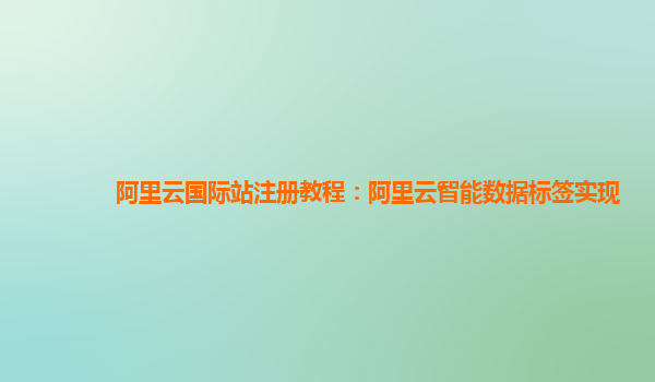 阿里云国际站注册教程：阿里云智能数据标签实现