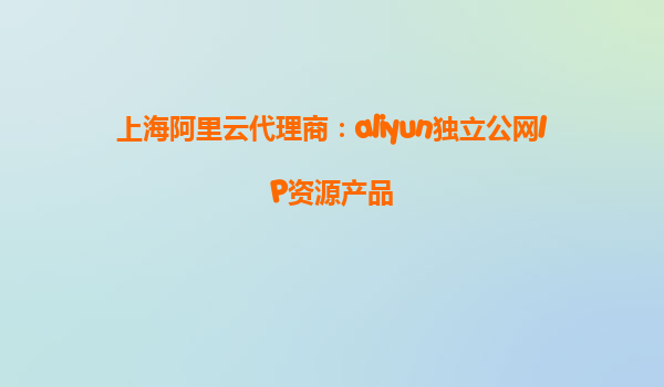 上海阿里云代理商：aliyun独立公网IP资源产品
