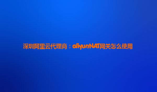 深圳阿里云代理商：aliyunNAT网关怎么使用
