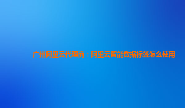 广州阿里云代理商：阿里云智能数据标签怎么使用