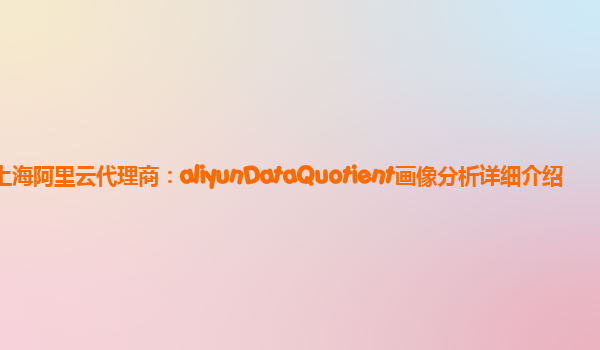 上海阿里云代理商：aliyunDataQuotient画像分析详细介绍