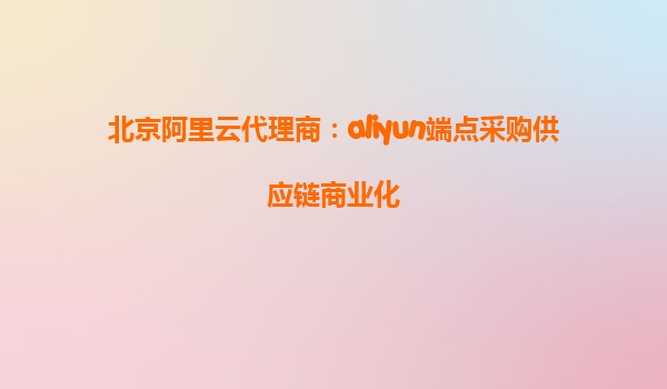 北京阿里云代理商：aliyun端点采购供应链商业化