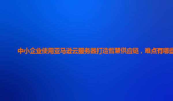 中小企业使用亚马逊云服务器打造智慧供应链，难点有哪些？