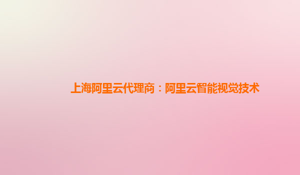上海阿里云代理商：阿里云智能视觉技术