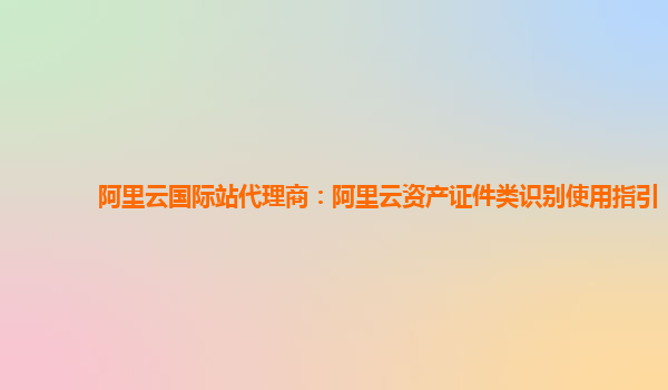 阿里云国际站代理商：阿里云资产证件类识别使用指引