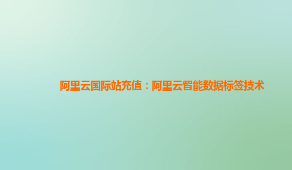 阿里云国际站充值：阿里云智能数据标签技术