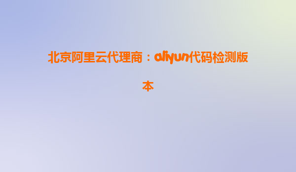 北京阿里云代理商：aliyun代码检测版本