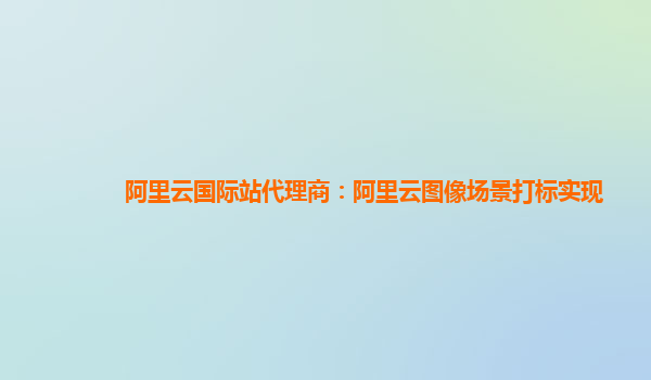 阿里云国际站代理商：阿里云图像场景打标实现