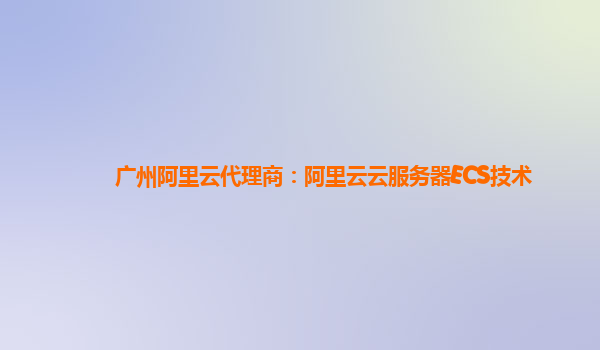 广州阿里云代理商：阿里云云服务器ECS技术
