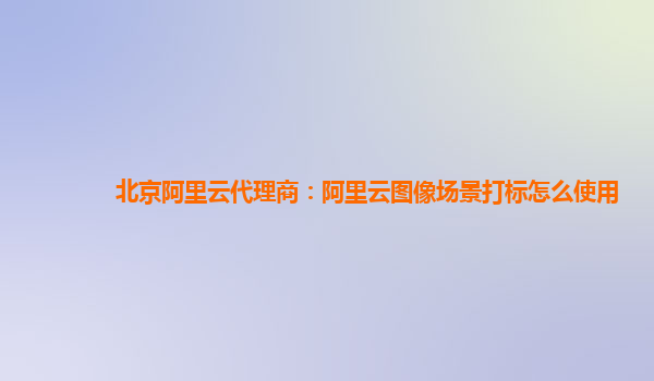 北京阿里云代理商：阿里云图像场景打标怎么使用
