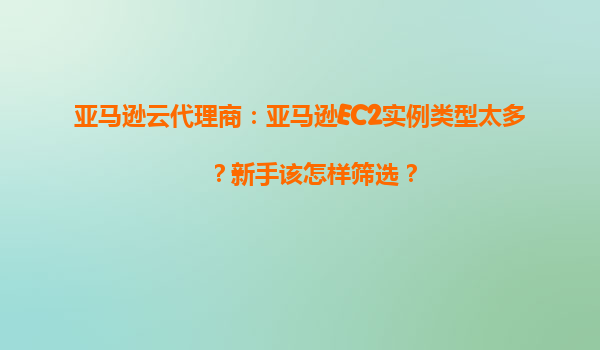 亚马逊云代理商：亚马逊EC2实例类型太多？新手该怎样筛选？