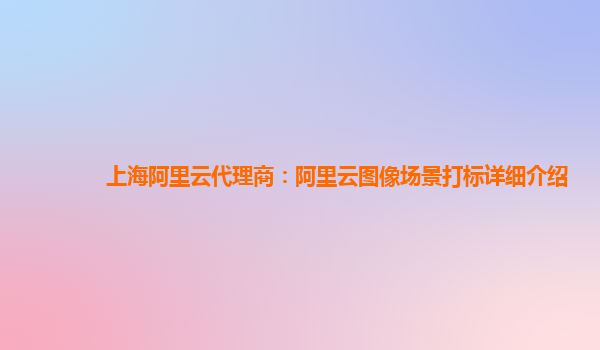 上海阿里云代理商：阿里云图像场景打标详细介绍
