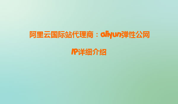 阿里云国际站代理商：aliyun弹性公网IP详细介绍