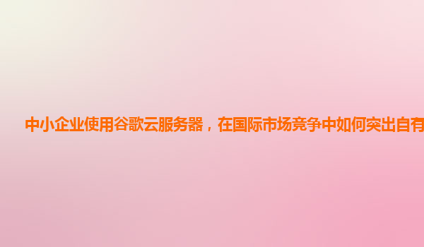 中小企业使用谷歌云服务器，在国际市场竞争中如何突出自有特色？