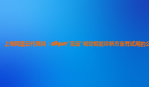 上海阿里云代理商：aliyun“见远”视觉智能诊断方案有试用的么