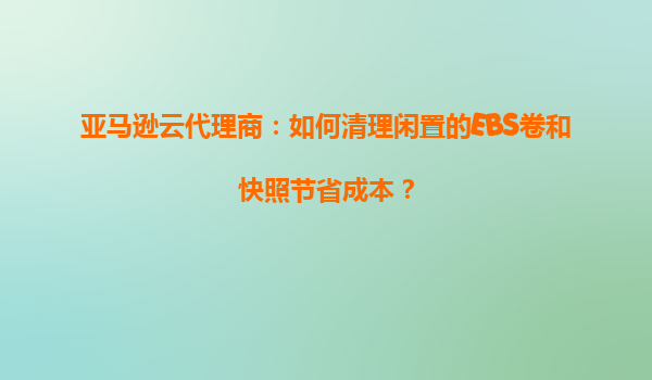 亚马逊云代理商：如何清理闲置的EBS卷和快照节省成本？