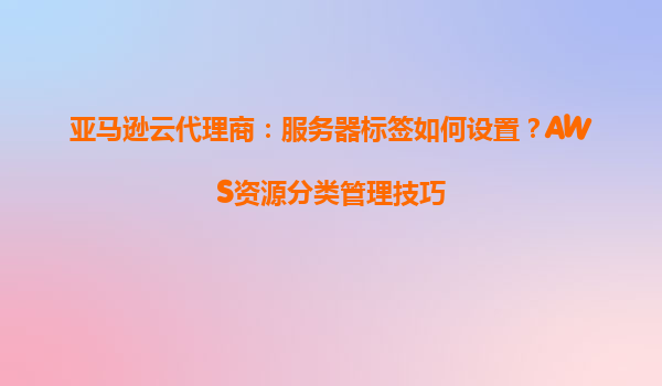 亚马逊云代理商：服务器标签如何设置？AWS资源分类管理技巧