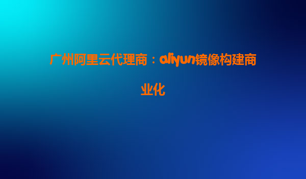 广州阿里云代理商：aliyun镜像构建商业化