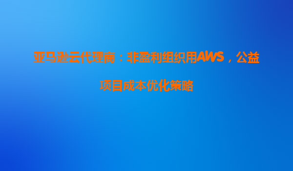 亚马逊云代理商：非盈利组织用AWS，公益项目成本优化策略