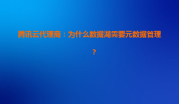 腾讯云代理商：为什么数据湖需要元数据管理？