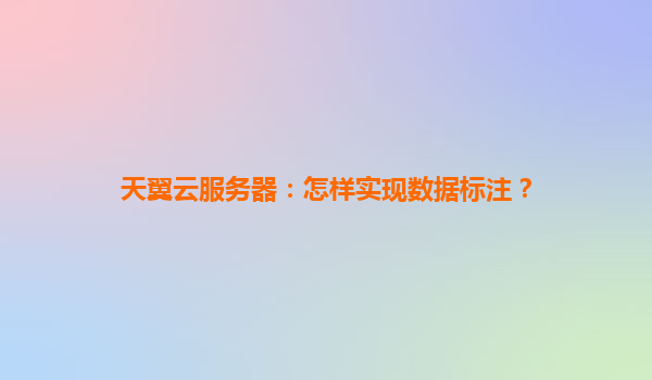 天翼云服务器：怎样实现数据标注？