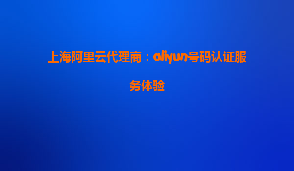 上海阿里云代理商：aliyun号码认证服务体验