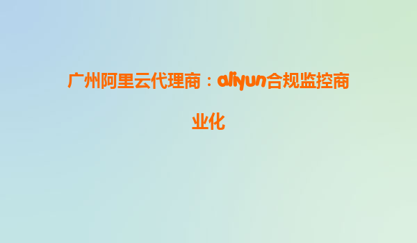 广州阿里云代理商：aliyun合规监控商业化