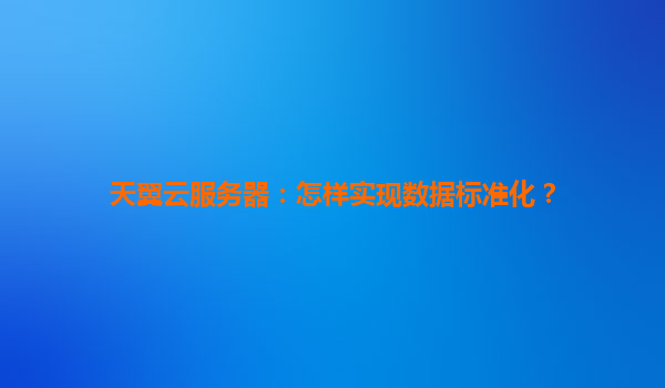 天翼云服务器：怎样实现数据标准化？