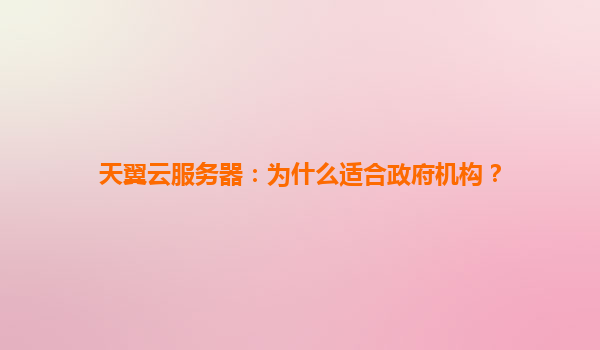 天翼云服务器：为什么适合政府机构？