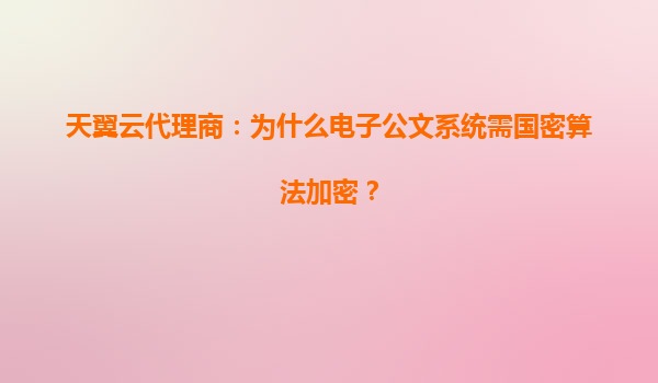 天翼云代理商：为什么电子公文系统需国密算法加密？