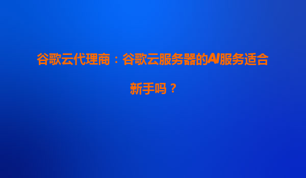谷歌云代理商：谷歌云服务器的AI服务适合新手吗？