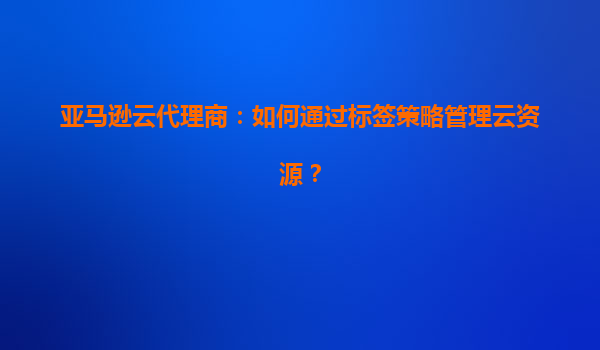 亚马逊云代理商：如何通过标签策略管理云资源？