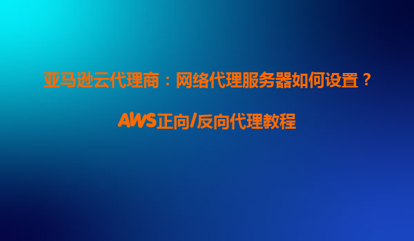 亚马逊云代理商：网络代理服务器如何设置？AWS正向/反向代理教程