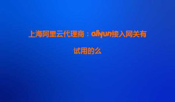 上海阿里云代理商：aliyun接入网关有试用的么
