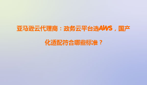 亚马逊云代理商：政务云平台选AWS，国产化适配符合哪些标准？
