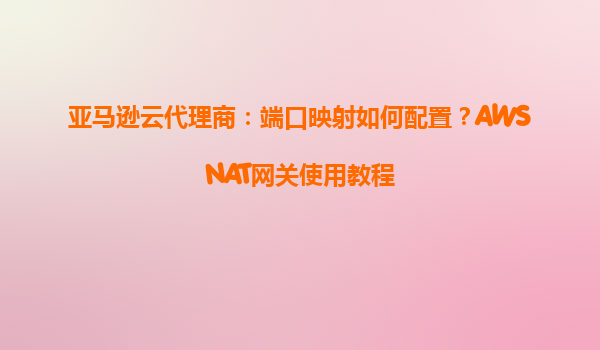 亚马逊云代理商：端口映射如何配置？AWSNAT网关使用教程
