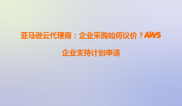 亚马逊云代理商：企业采购如何议价？AWS企业支持计划申请