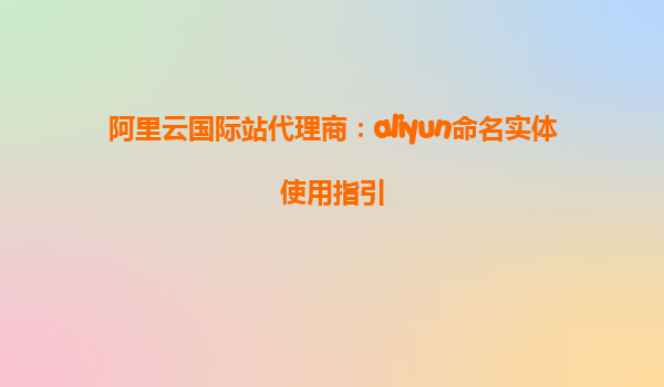 阿里云国际站代理商：aliyun命名实体使用指引