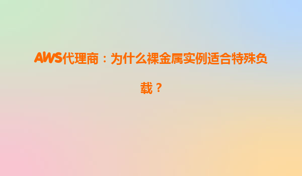 AWS代理商：为什么裸金属实例适合特殊负载？