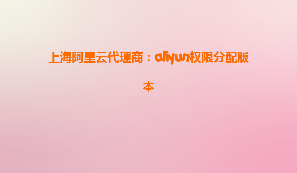 上海阿里云代理商：aliyun权限分配版本