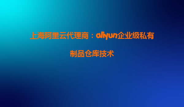 上海阿里云代理商：aliyun企业级私有制品仓库技术