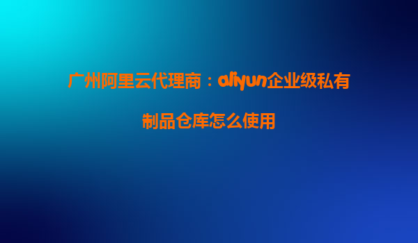 广州阿里云代理商：aliyun企业级私有制品仓库怎么使用