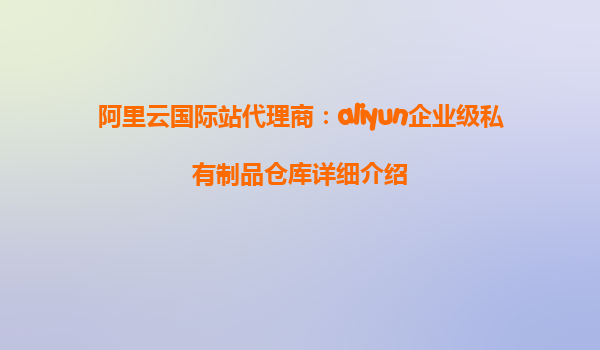 阿里云国际站代理商：aliyun企业级私有制品仓库详细介绍