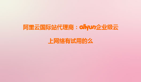 阿里云国际站代理商：aliyun企业级云上网络有试用的么