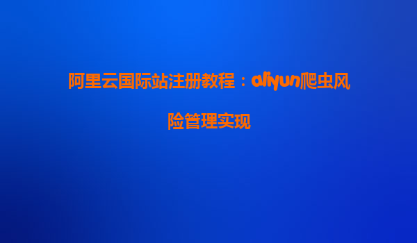阿里云国际站注册教程：aliyun爬虫风险管理实现